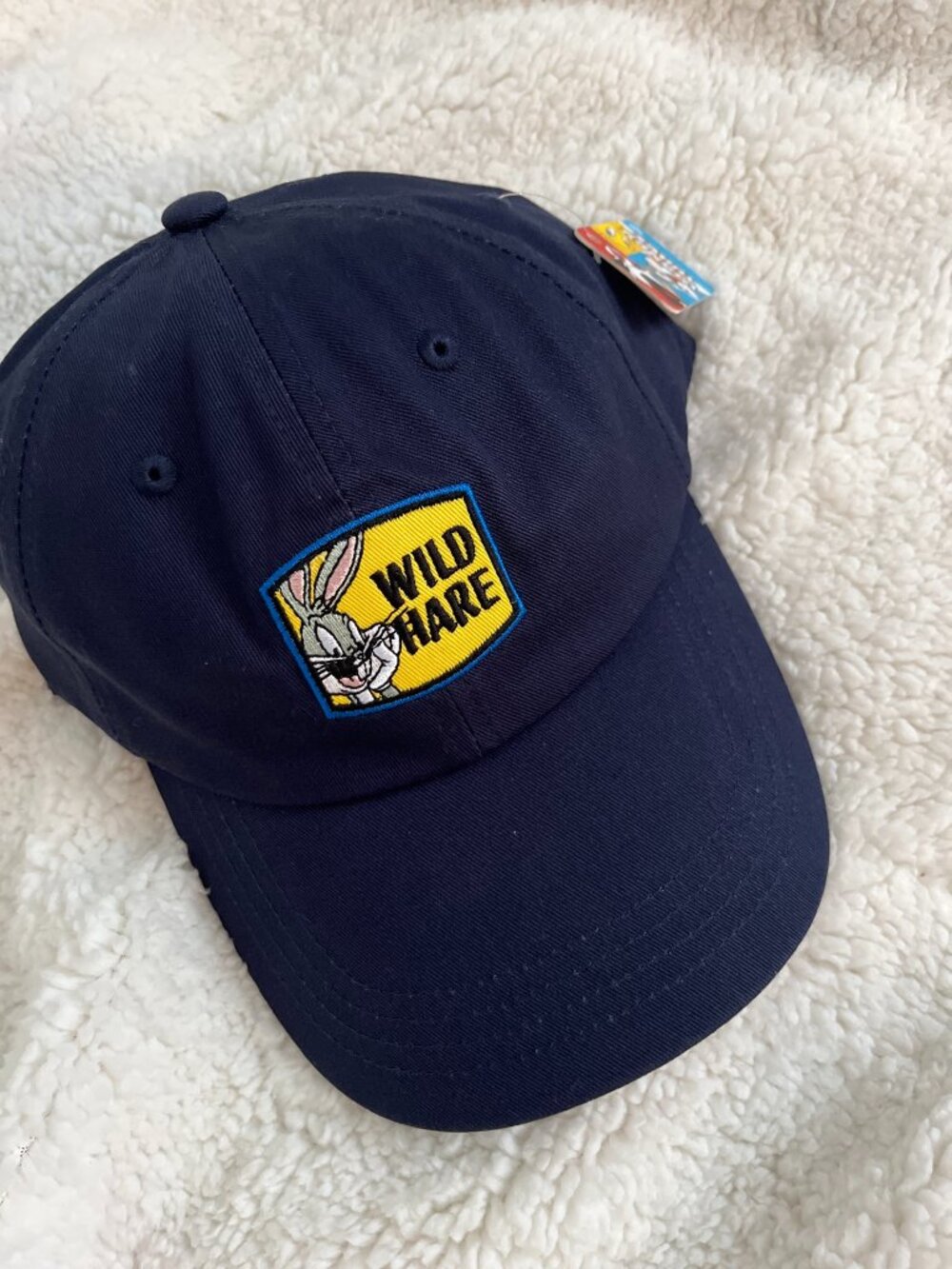 Looney Tunes Bugs Bunny Wild Hare Patch Baseball Cap Dad Hat Navy Cotton
